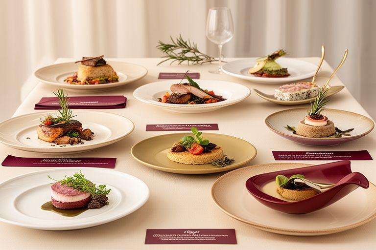 Selección de platos sin gluten en una mesa de catering elegante con ingredientes frescos y presentación premium